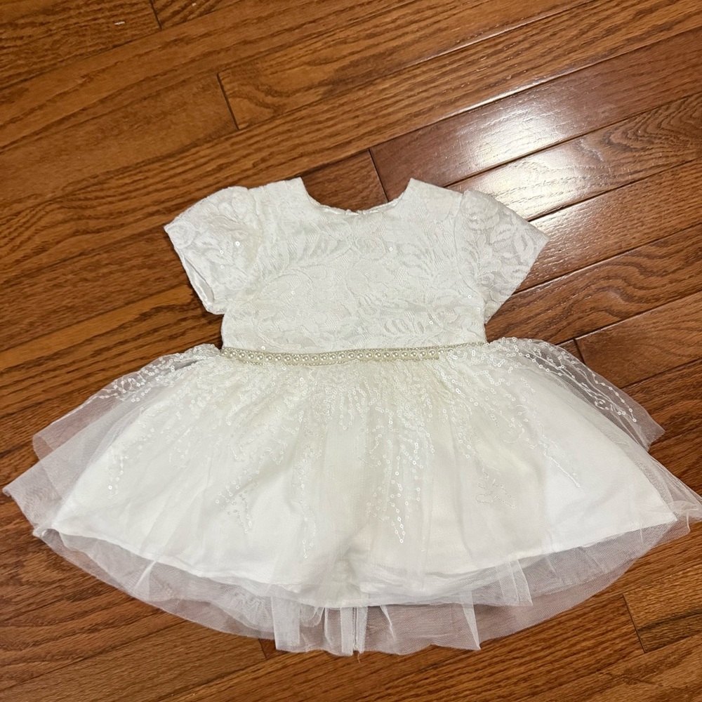 Elegant White Lace Kids Formal Dress for party, wedding, baptism